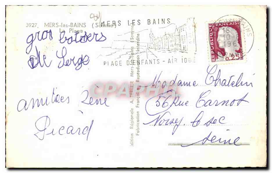CPSM Mers les Bains La plage — Verso