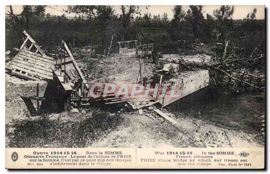 CPA Frise le pont de l'ecluse sur la Somme Militaria