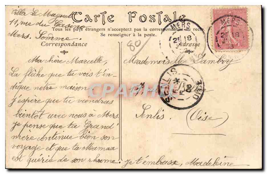 MERS-LES-BAINS — Jardín del Casino — CPAPHIL N°60 — Reverso