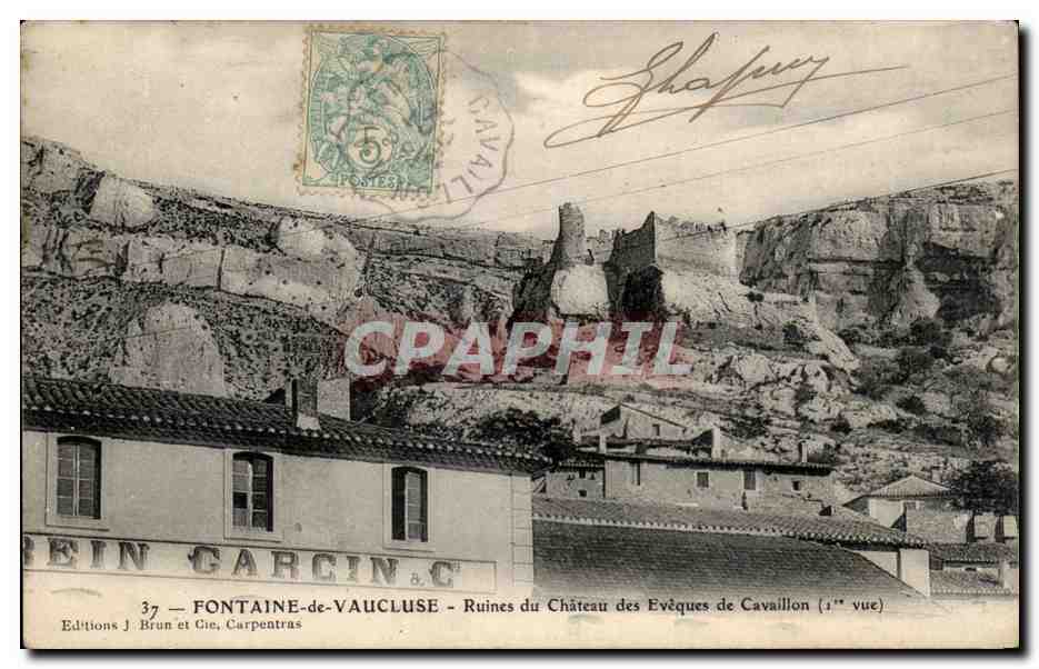 Ruines du Château des Évêques de Cavaillon — 37 — Fontaine-de-Vaucluse — Éditions J. Brun et Cie, Carpentras