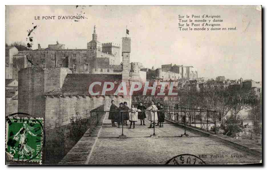 Der Pont d'Avignon — Ansicht des Brückens mit Türmen und Gebäuden — Édit Prévot, Avignon
