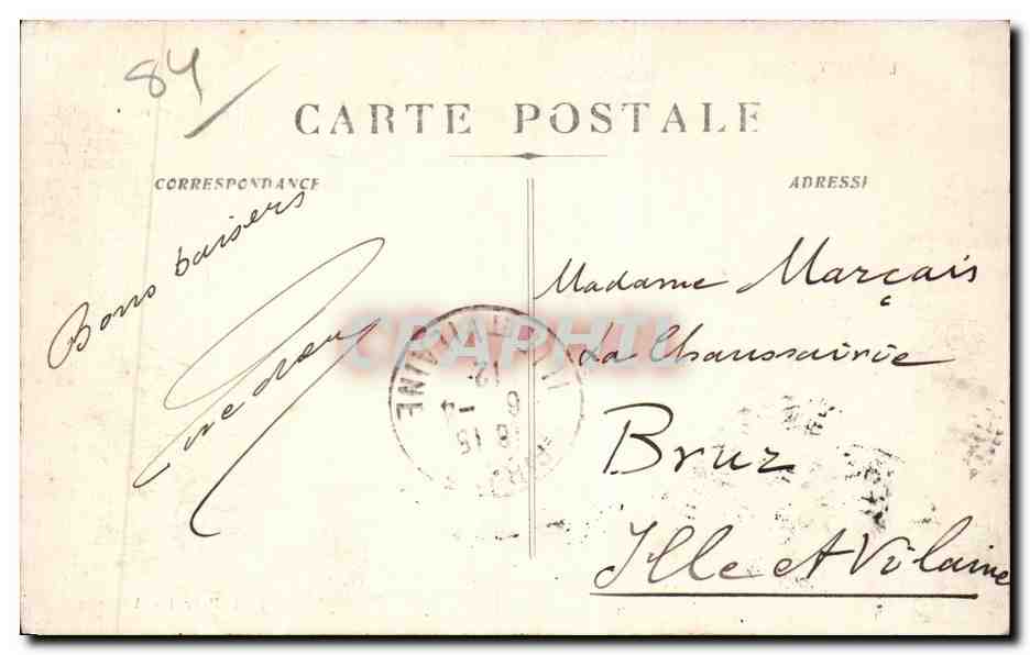 Der Pont d'Avignon — Ansicht des Brückens mit Türmen und Gebäuden — Édit Prévot, Avignon — Rückseite