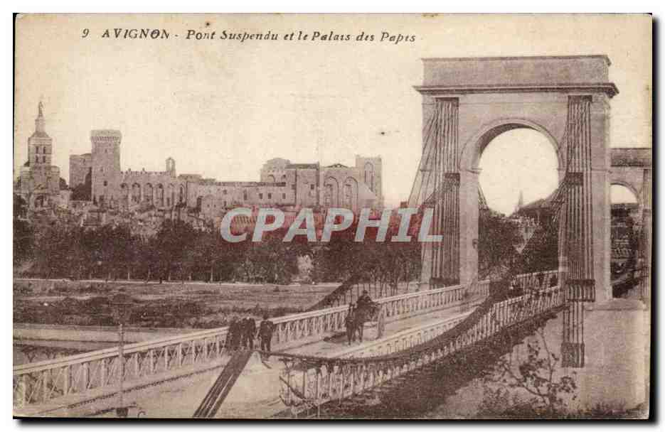 CPA Avignon Pont suspendu et le palais des Papes