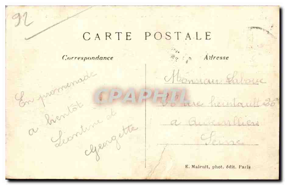 CPA Ville d'Avray Les etangs et le monument de Corot — Rückseite