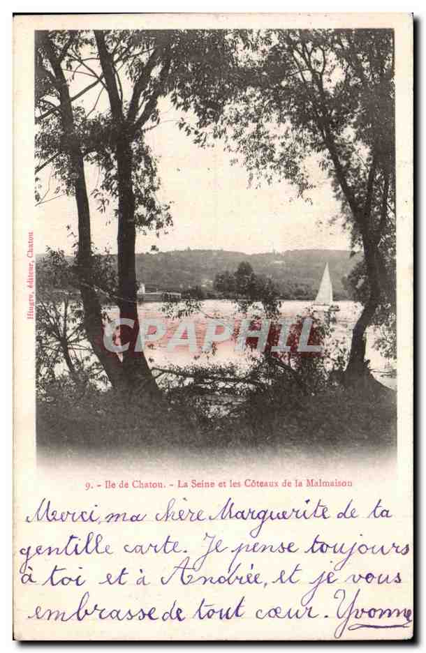 CPA Ile de Chatou La Seine et les coteaux de la Malmaison
