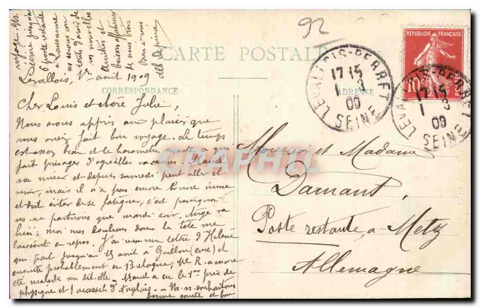 CPA Levallois Perret l'hotel de ville — Rückseite