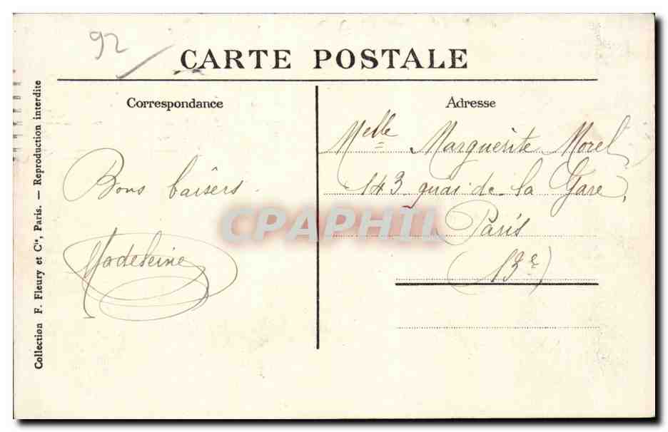 CPA Bellevue Meudon Palace Hotel la terrasse — Rückseite