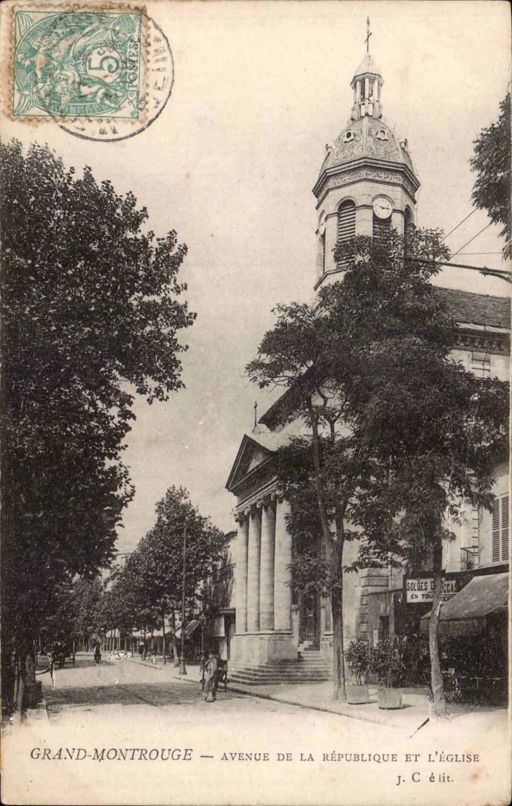 CPA Grand Montrouge Avenue de la republique et l'eglise