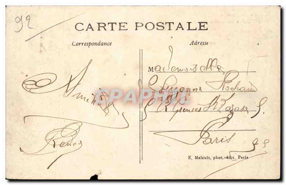 CPA Bois de Meudon Clamart La tour de Villebon — Rückseite
