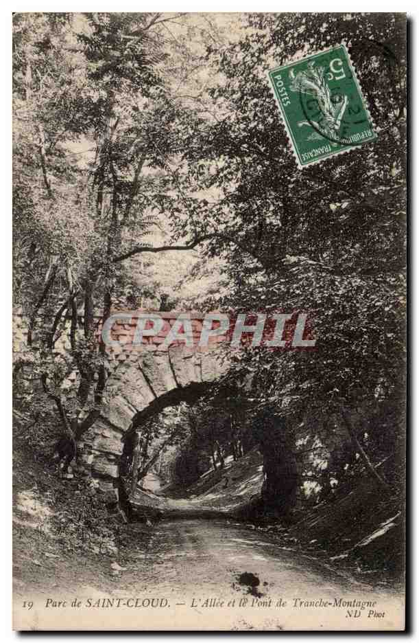 CPA Saint Cloud Le parc L'allee et le pont de Tranche Montagne