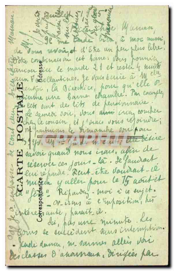 CPA Fontenay aux roses Ecole normale Bsute de Felix Pecaut — Rückseite