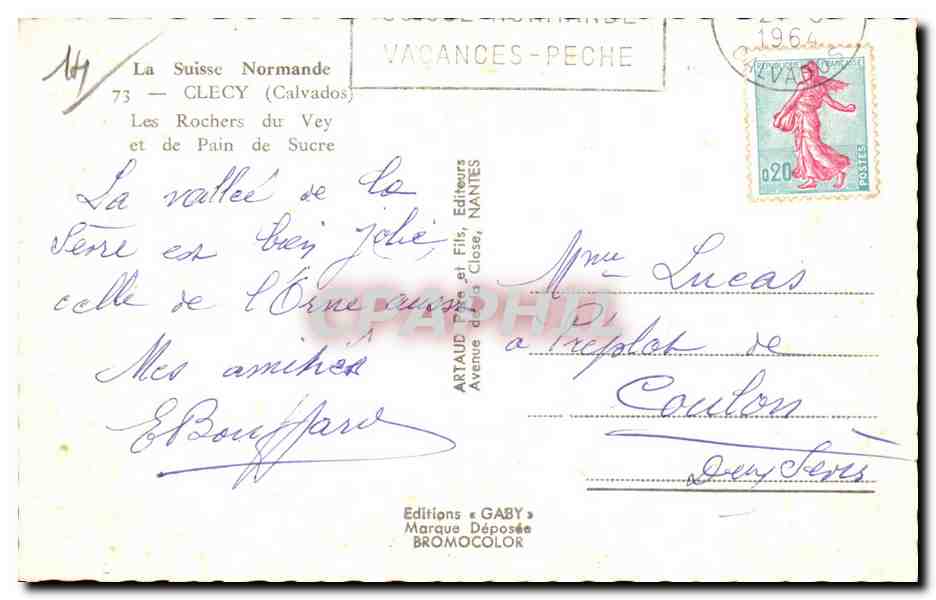 Les Rochers du Vey et de Pain de Sucre — Vallée de l'Orne — Éditions Gaby, Nantes — Rückseite