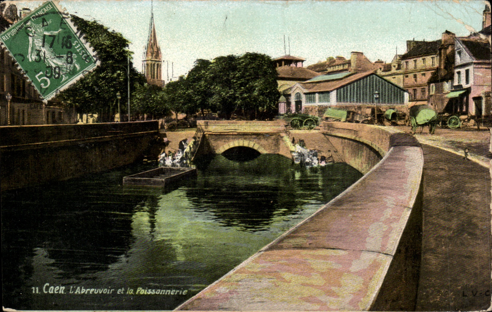 CPA Caen L'abreuvoir et la poissonnerie