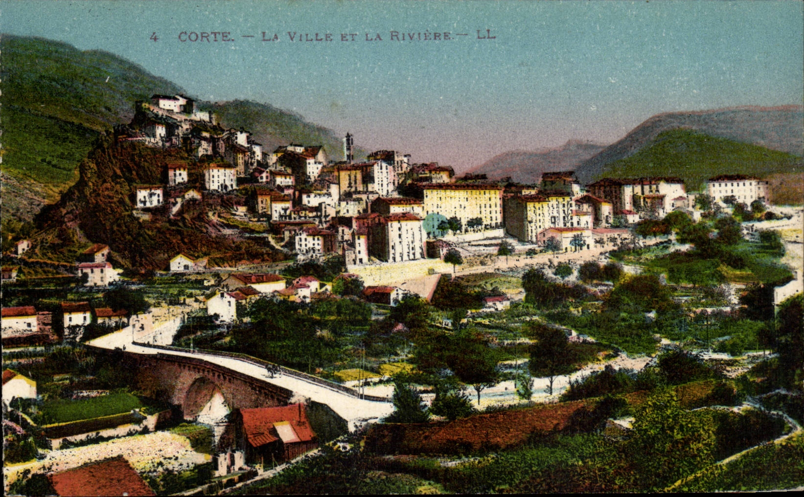 CPA Corse Corsica Corte La ville et la riviere