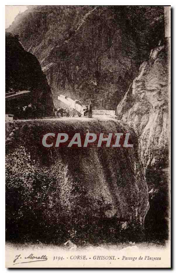 CPA Corse Corsica Ghisoni Passage de l'Inzecca Ane donkey animee