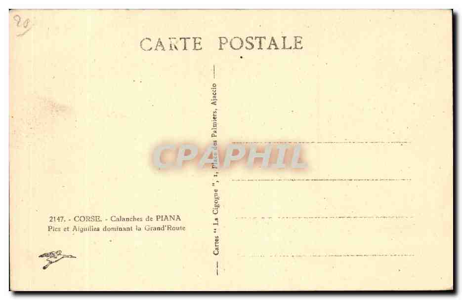 Calanches de PIANA — Pics et Aiguilles dominant la Grand'Route — Cartes "La Gigope", n°2147 — Verso