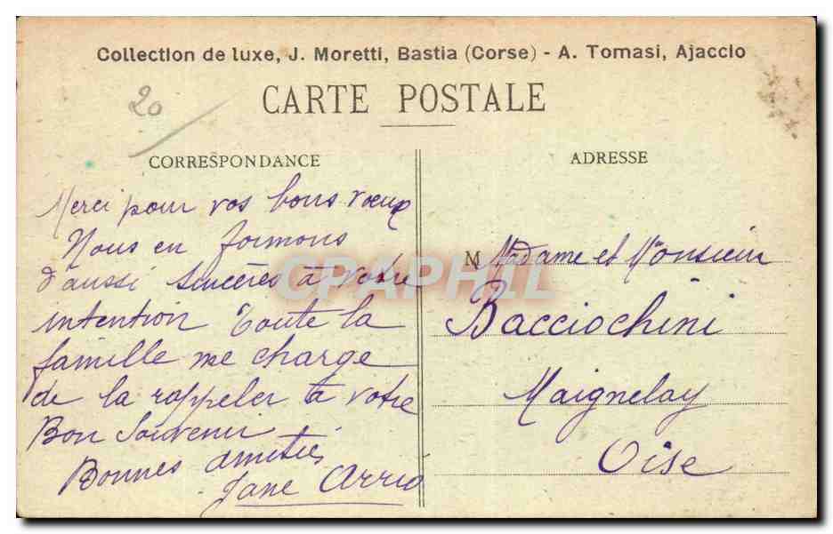 Corse - Corsica - Ajaccio - Vue Generale - CPA  — Rückseite
