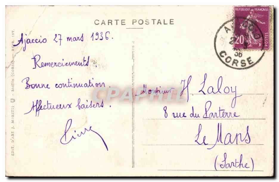Corse - Corsica - Ajaccio - Le fonddu Golfe - CPA  — Rückseite