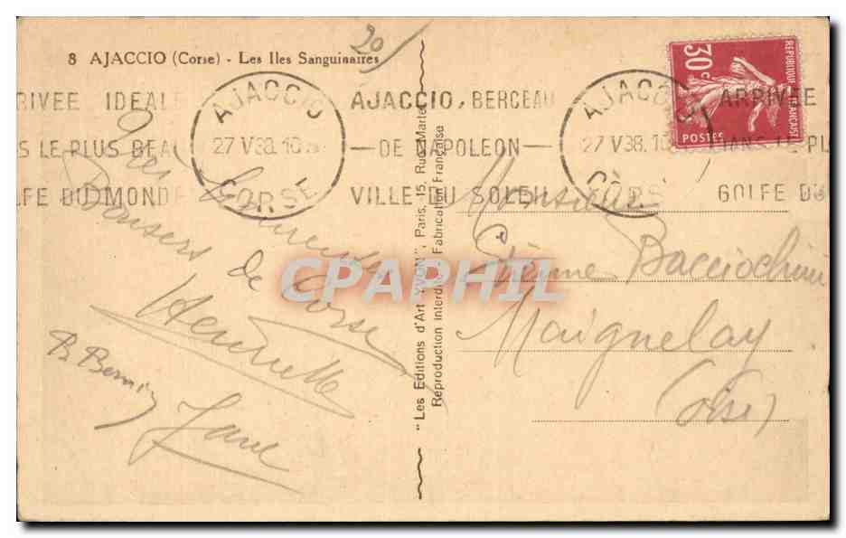 Les Iles Sanguinaires — Ajaccio — Éditions d'Art 'Soleil' Paris — Reverso