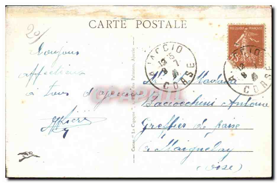 Corse - Corsica - Ajaccio - Le Cours Napoleon I - CPA  — Rückseite