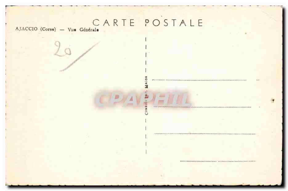 Ajaccio (Corse) — Vue Générale — Combié Imp. Macon — Rückseite