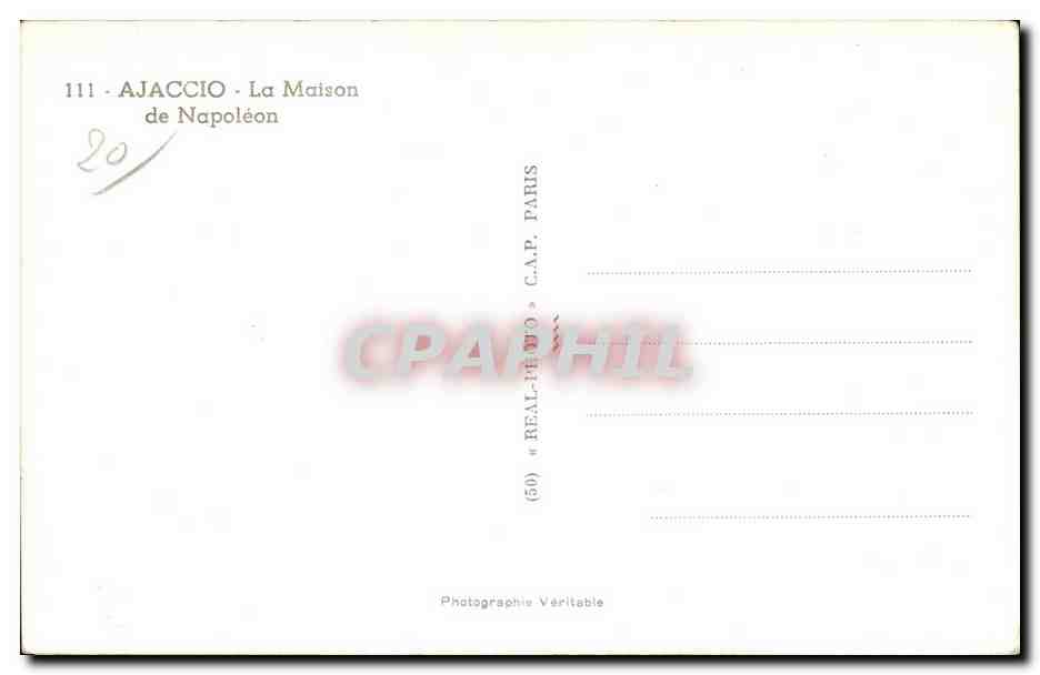 Corse - Corsica - Ajaccio - La Maison de Napoleon I - - CPA  — Verso