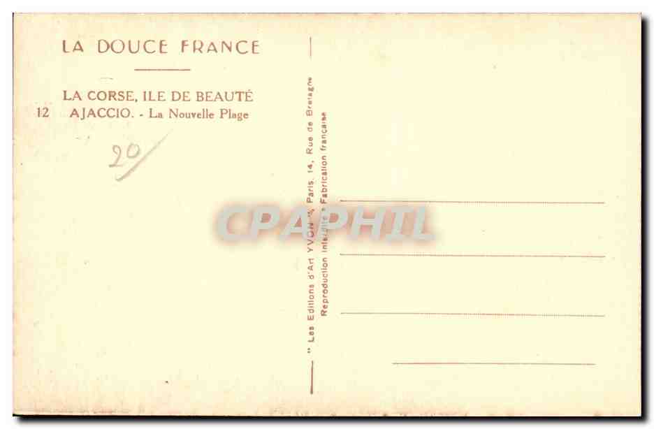 Corse - Corsica - Ajaccio - Ile de Beaute - La Nouvelle Plage - CPA  — Rückseite