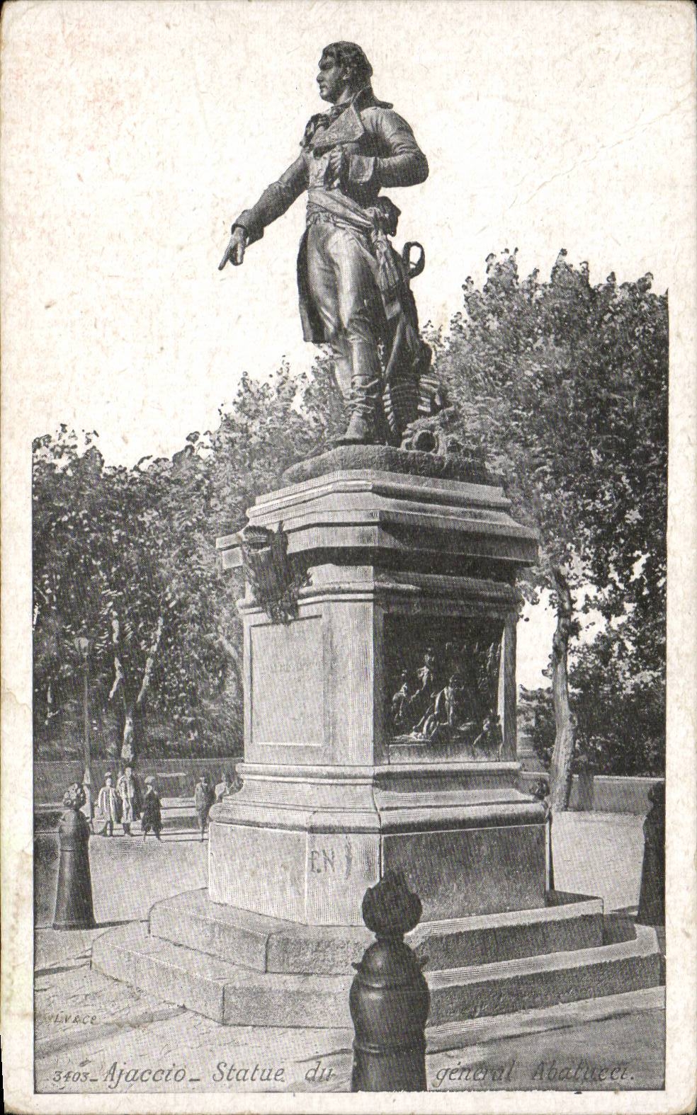 Corse - Corsica - Ajaccio - La Statue du general Abatucci (publicite Lait Appenzell)