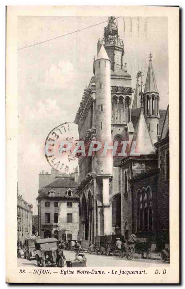 Dijon - Eglise Notre Dame - automobile - CPA 
