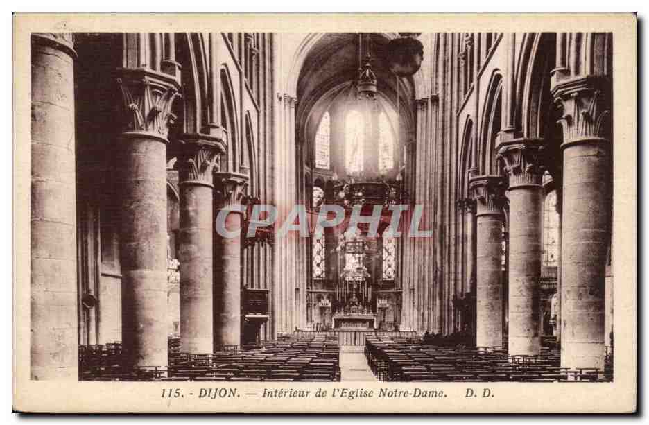 Dijon - Interieur de l'Eglise Notre Dame - CPA 