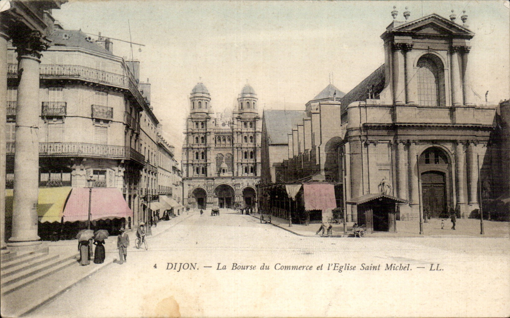 Dijon - La Bourse du Commerce et l'Eglise Saint Michel - CPA 