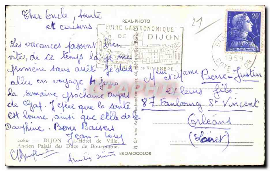 Dijon - L'Hotel de Ville - ReAl PHOTO - automobile - CPA  — Rückseite