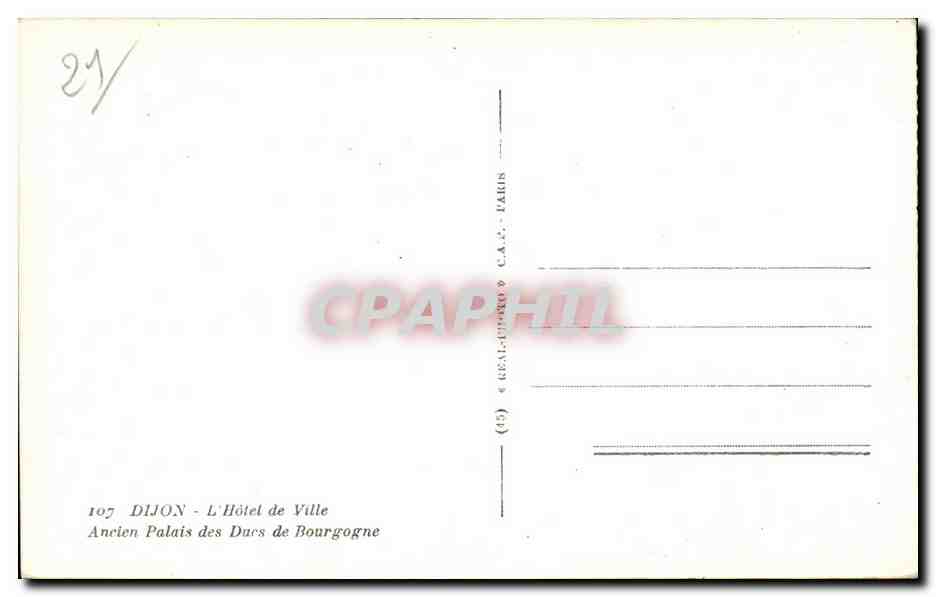 Dijon - L'Hotel de Ville - CPA  — Verso