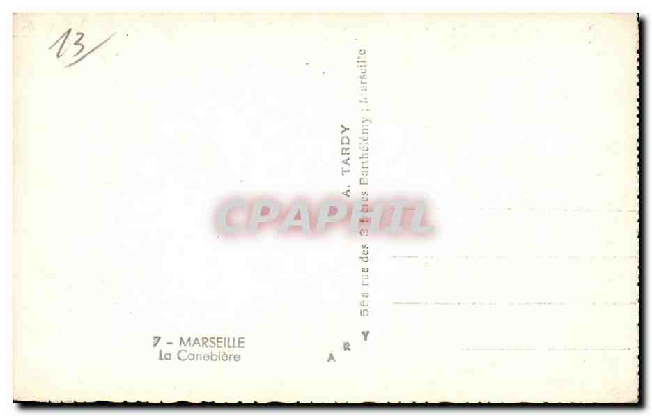 Marseille - La Canebiere - CPA  — Rückseite