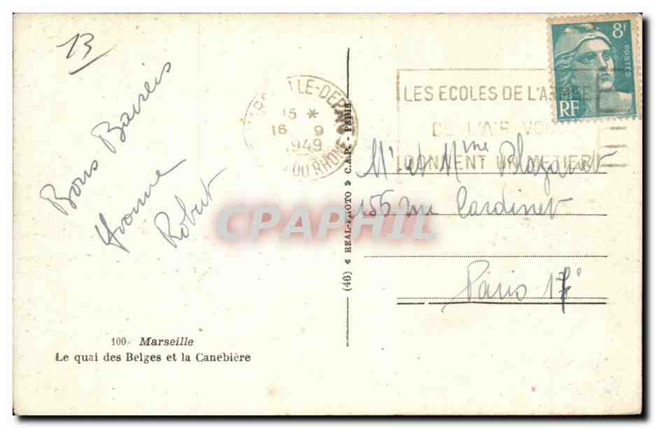 Marseille - Le Quai des Belges et la Canebiere - CPA  — Rückseite