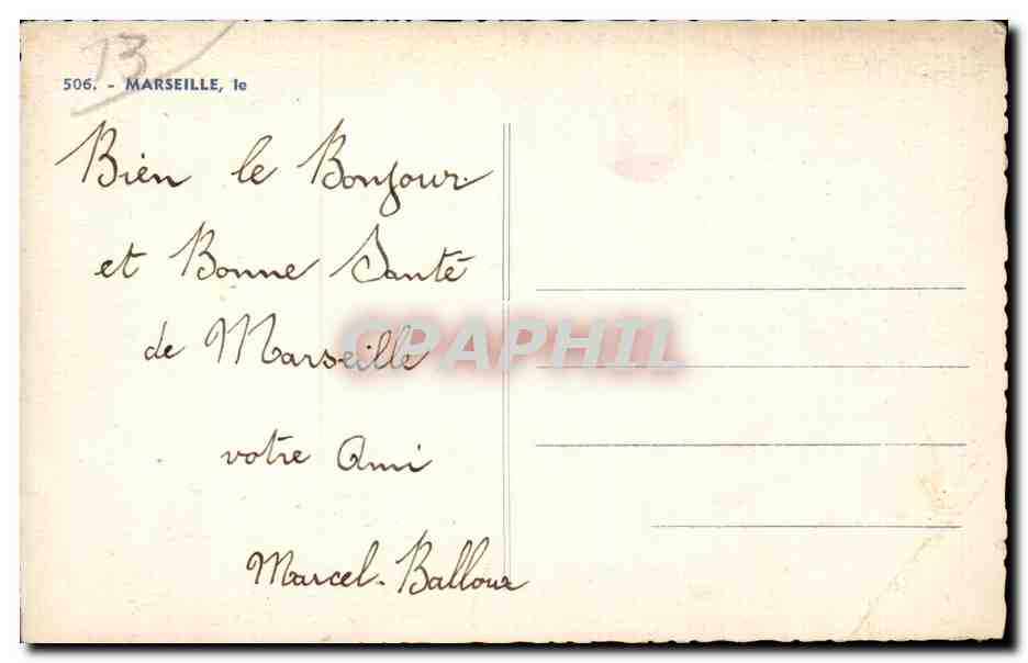 Marseille - Souvenir - Illustration - CPA  — Rückseite