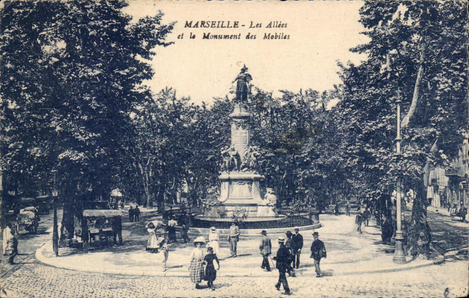 Marseille - Les Allees - Blue Tint- Monument des Mobiles - CPA - 