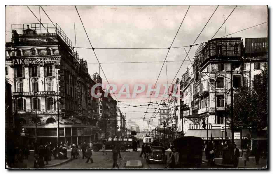 Marseille - La Canebiere - Tangles tramway cables - CPA - 