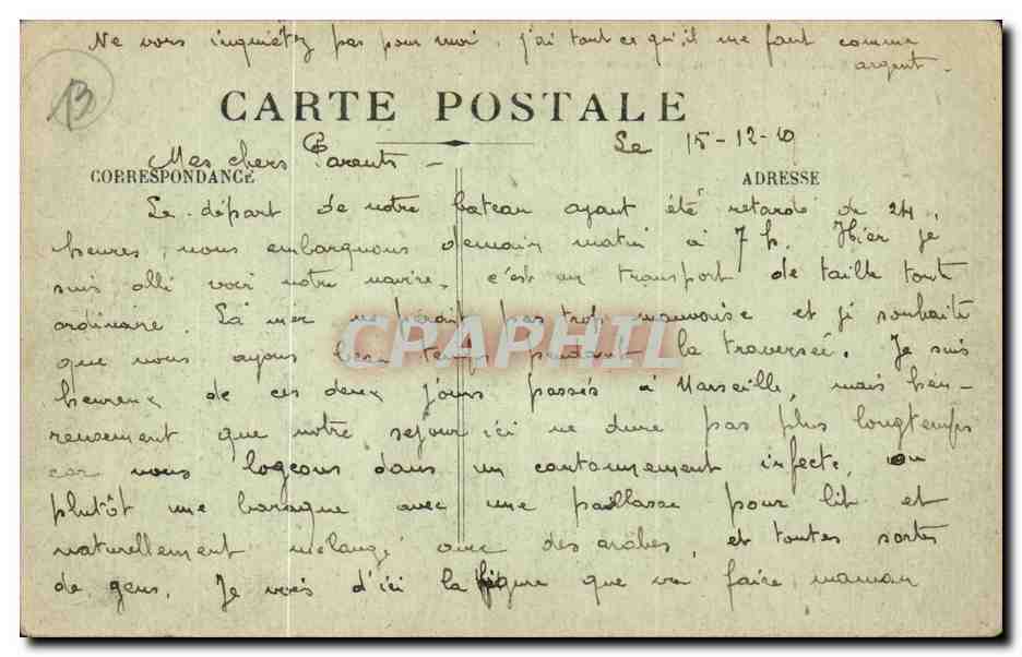 Marseille - Le Fort St Jean et la Rade - CPA  — Verso