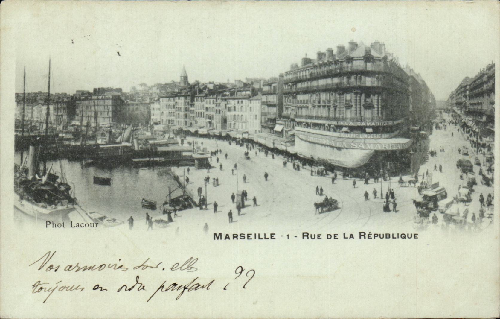 Marseille - Rue de la République — vue du port et du quai — Phot Lacour