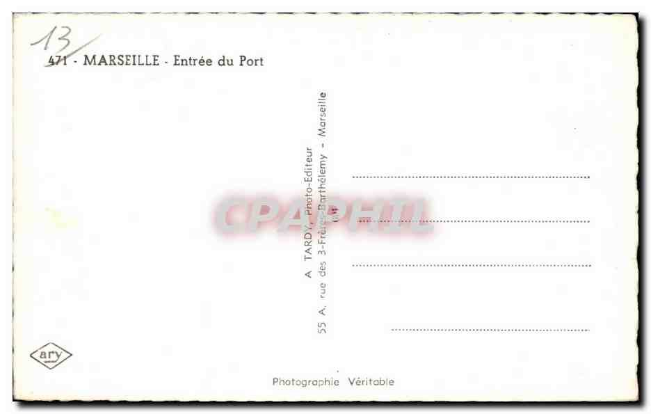 Marseille - Entree du Port - CPA  — Verso