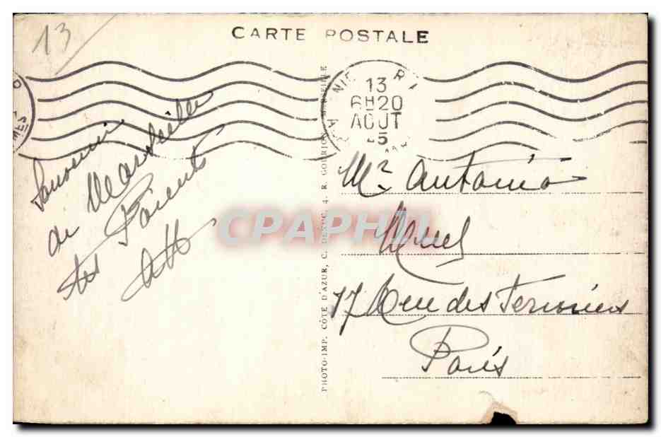 Marseille - Rue de la Republique - Quai du Vieux Port - CPA  — Verso