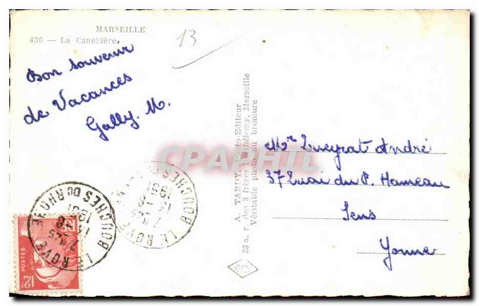 Marseille - La Canebiere - CPA  — Verso