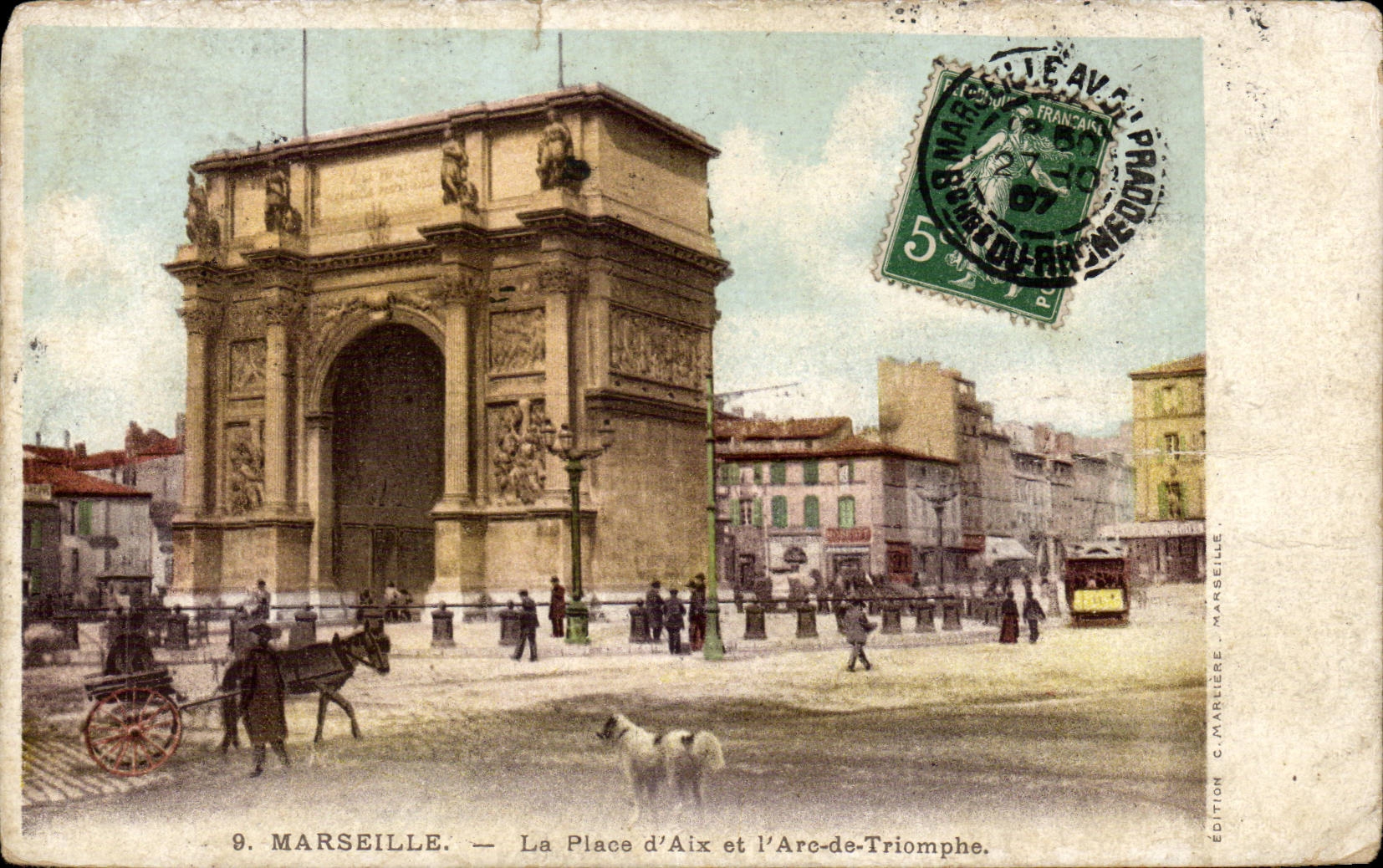 Marseille - La Place d'Aix et l'Arc de Triomphe - CPA 