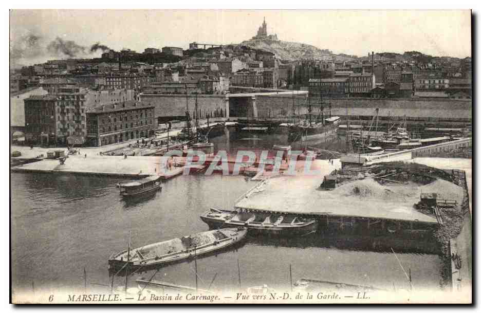 Marsella — El Puerto de Carénage — Vista hacia la Virgen de la Guardia — LL.