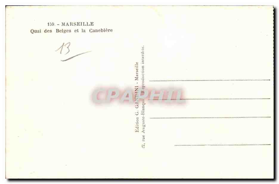 Marseille - Quai des Belges et la Canebiere - CPA  — Verso