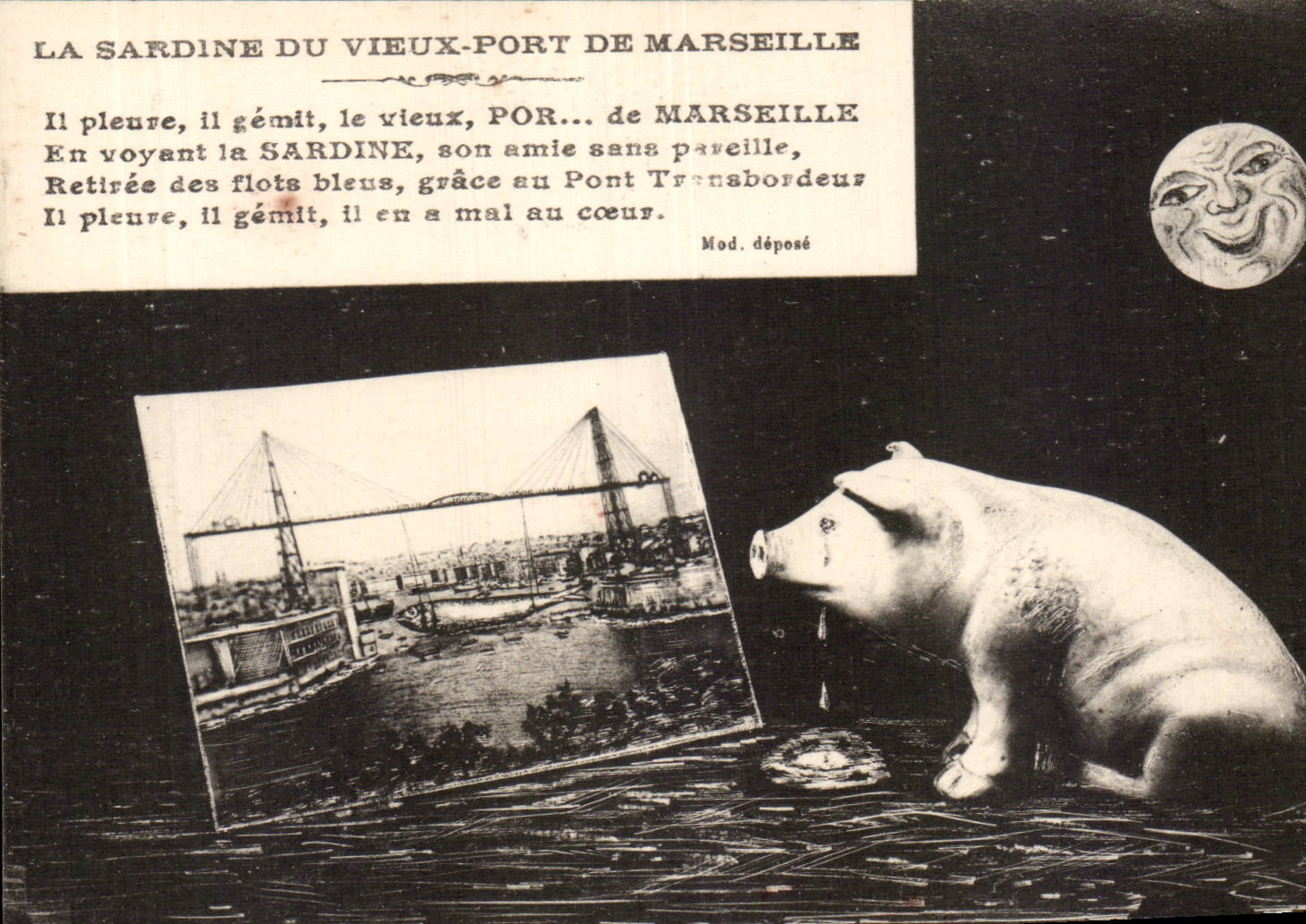 La Sardina del Viejo Puerto de Marsella — poema y porcelana — Mod. déposé