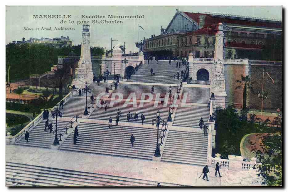 Marseille - Escalier Monumental de la Gare St Charles - CPA 