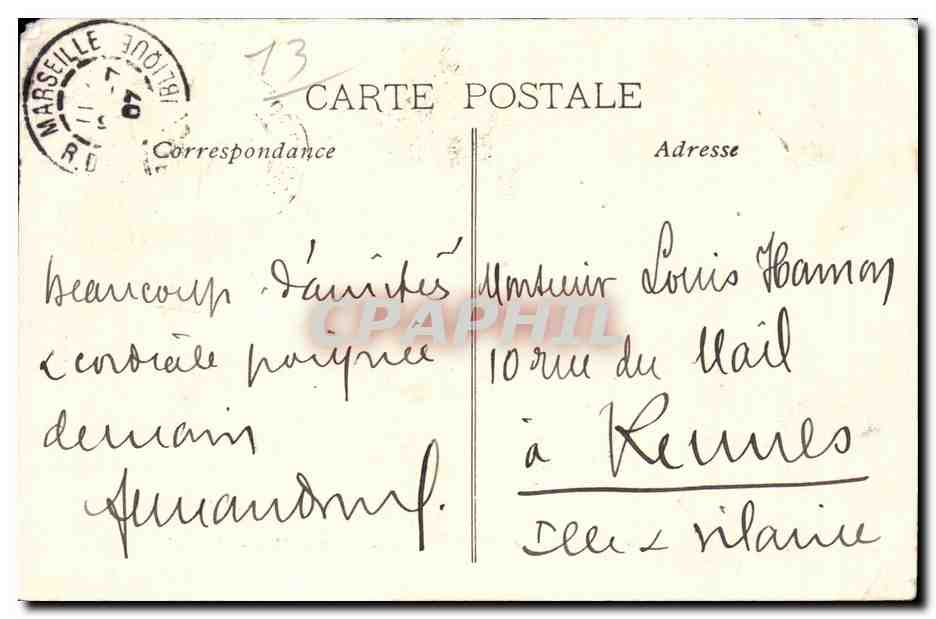 Marseille - La Cannebiere - CPA  — Verso