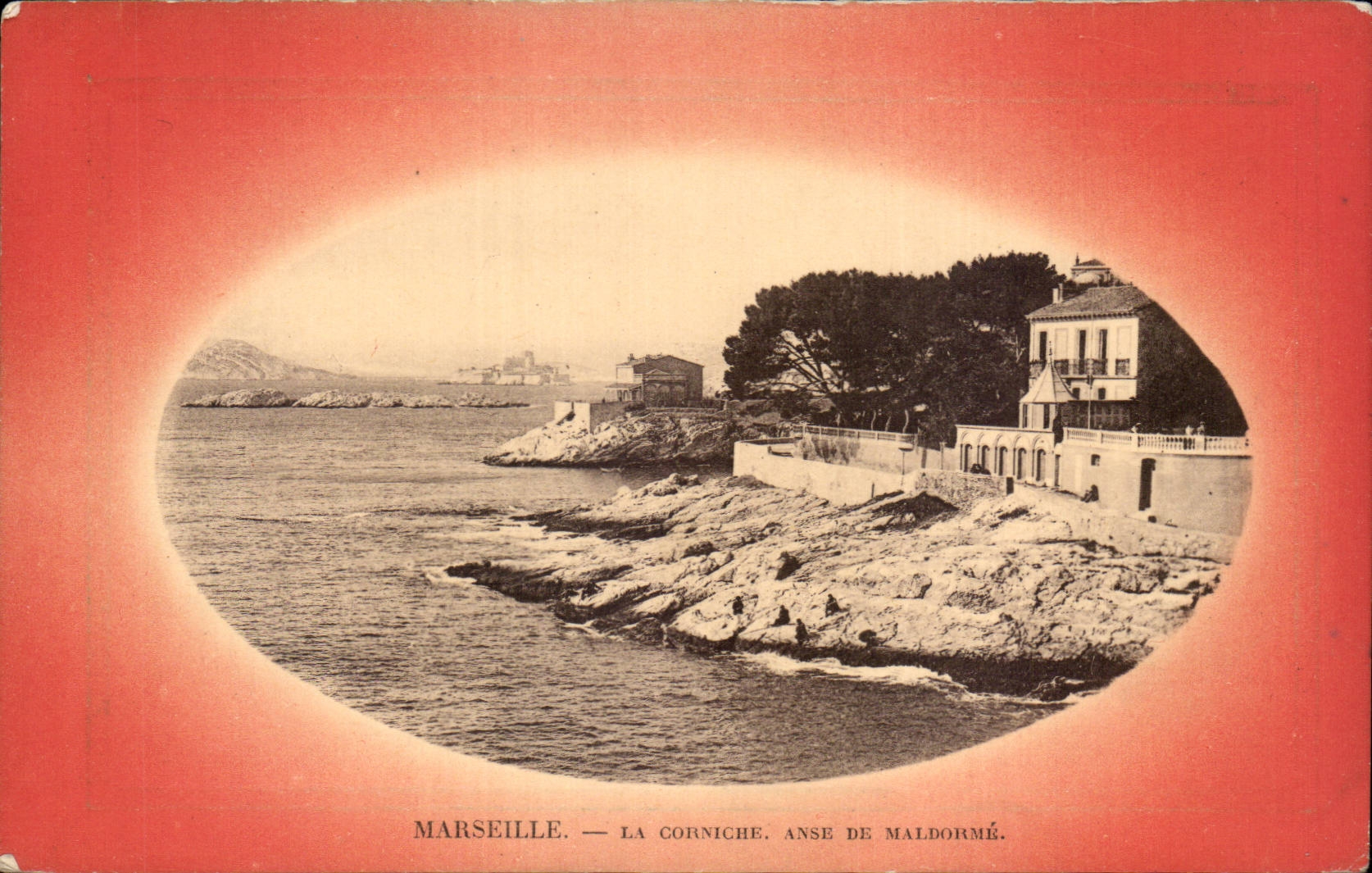 Marseille - La Corniche - Vignette - Anse du Maldorme - CPA 